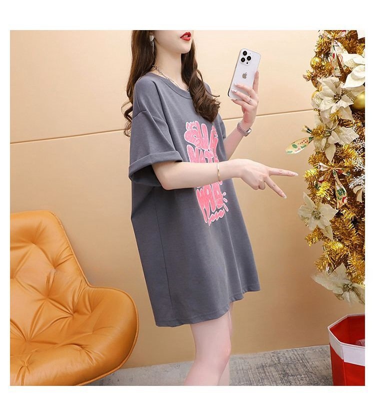 レディース トップス Tシャツ 半袖 ゆったり 春夏 カジュアル 大きいサイズ 春 夏 ラウンドネック ミモレ シャツ 丸襟 蝶