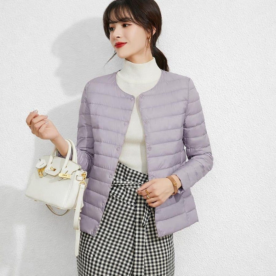 レディース ジャケット 長袖 春夏 大きいサイズ Vネック 春 ショート 夏 膝丈 ラウンドネック 秋 冬 ダウン 暖かい 薄手 ノーカラー アウター インナー ポリエステル ダウンジャケット 秋冬