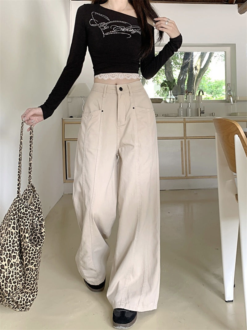 レディース パンツ ボトムス Gパン ストレートパンツ ワイド デニムパンツ フルレングス ストリート ポケット ハイウエスト 大人可愛い きれいめ シンプル カジュアル おしゃれ かっこいい こなれ感 ラフ 存在感 ベーシック ナチュラル 無地 春 秋 ロングシーズン ママ 通勤 学生 学校 通学 デート お出かけ お泊まり アウトドア キャンプ イベント 旅行 女子会 休日 ショッピング ライブ お花見 体型カバー 美脚 着回し トレンド 定番 S M L XL ベージュ ベーシックカラー 大人カラー