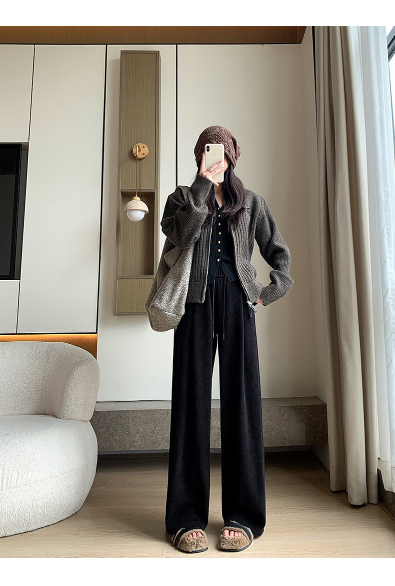 レディース パンツ ボトムス 裏起毛 ストレートパンツ ロングパンツ ワイドパンツ 丈長 ロング ストレート 裾ワイド ポケット ハイウエスト ウエストゴム シンプル カジュアル おしゃれ こなれ感 ラフ ルーズ 抜け感 ベーシック ナチュラル 無地 春 秋 ママ 通勤 学生 学校 通学 デート お出かけ 旅行 公園 女子会 休日 ショッピング お花見 カフェ 防寒 体型カバー 脚長 普段使い 着回し S M L XL ブラック ブラウン ダークグレー カーキ ベーシックカラー 大人カラー