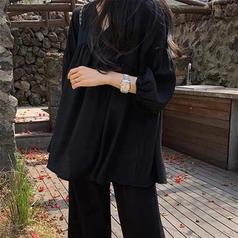 シャツ ノースリーブ ゆったり 春夏 きれいめ 韓国風 前開き 袖なし Vネック 春 夏 上品 バルーン インナー