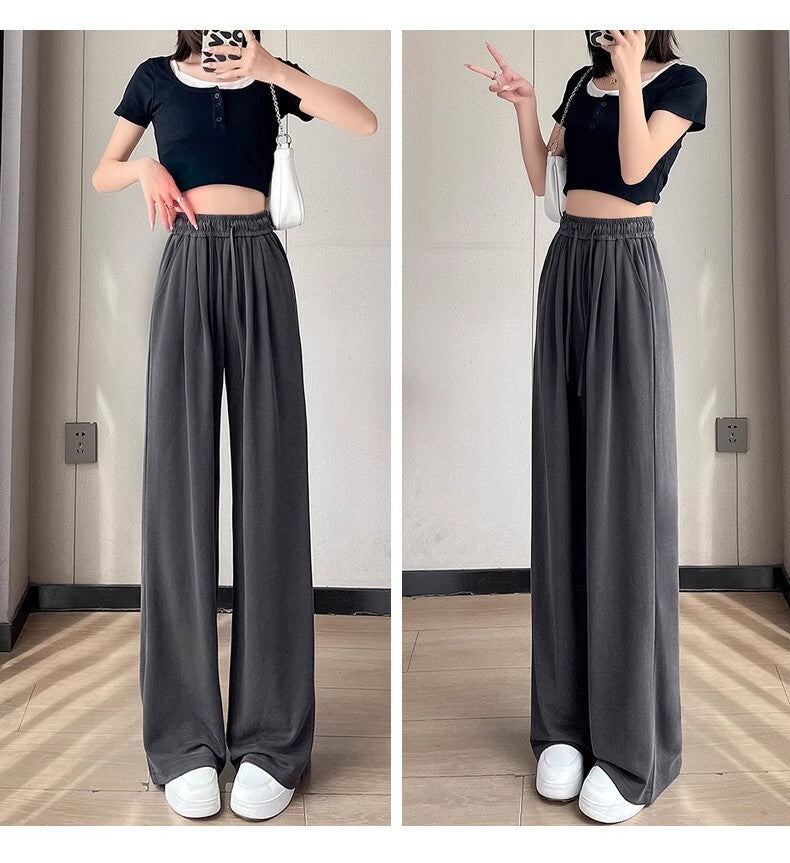 レディース パンツ ボトムス ストレートパンツ ワイドパンツ ワイド ドレープ ハイウエスト ウエストゴム かわいい シンプル カジュアル おしゃれ ラフ ルーズ キュート ナチュラル 無地 春 夏 ママ 通勤 学生 学校 通学 デート お出かけ 旅行 公園 女子会 休日 ショッピング カフェ 楽ちん 普段使い 着回し S M L XL 2XL 3XL 大きいサイズ ホワイト ブラック ダークグレー ピンク ベーシックカラー
