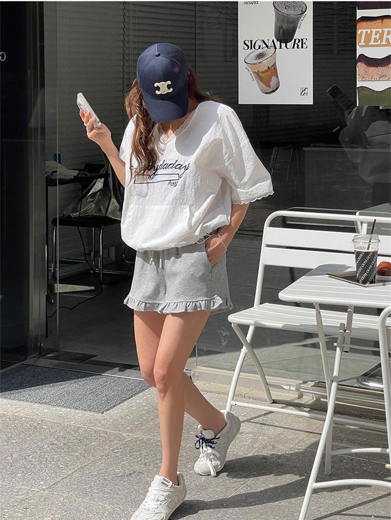 レディース シャツ Tシャツ 半袖 ゆったり 春夏 カジュアル 前開き Vネック 春 夏 膝丈 レース 速乾