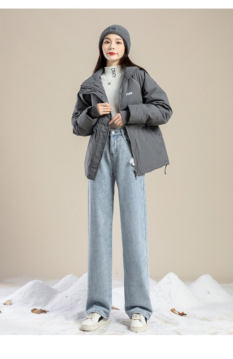レディース パンツ ゆったり ワイド コットン 綿 秋冬 秋 通勤 シンプル 冬 ストレート ワイドパンツ 厚手 ストリート ベルベット