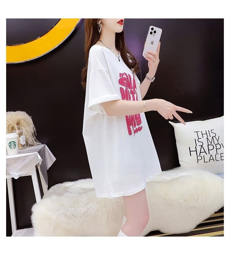 レディース トップス Tシャツ 半袖 ゆったり 春夏 カジュアル 大きいサイズ 春 夏 ラウンドネック ミモレ シャツ 丸襟 蝶