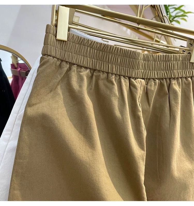 レディース パンツ ゆったり ワイド コットン 綿 夏 きれいめ 通勤 大きいサイズ ショート ショートパンツ 上品 薄手 切り替えデザイン