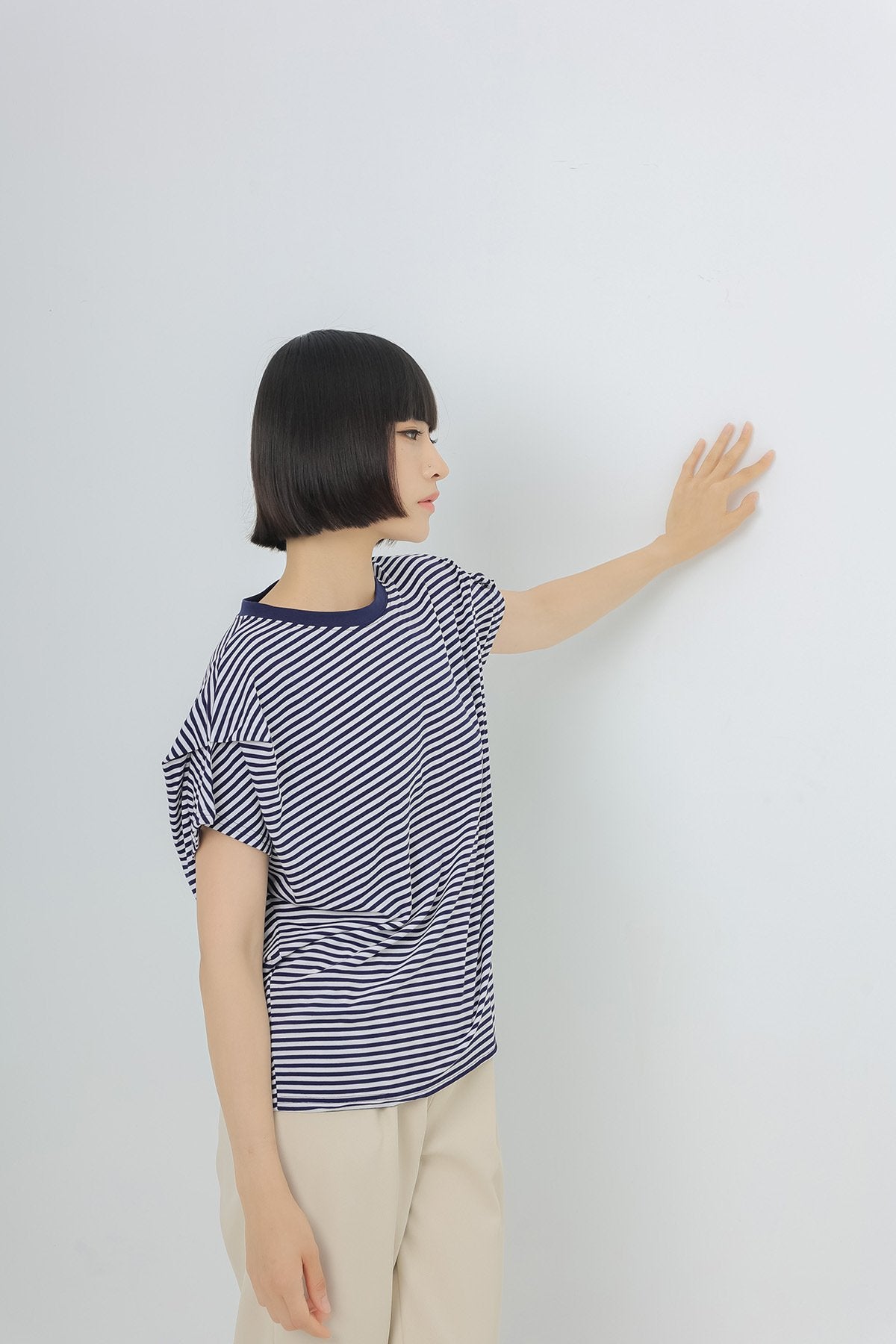 レディース トップス Tシャツ ニット 半袖 ボーダー ストライプ チェック柄 ゆったり コットン 綿 夏 体型カバー 春夏 膝丈 ラウンドネック シャツ
