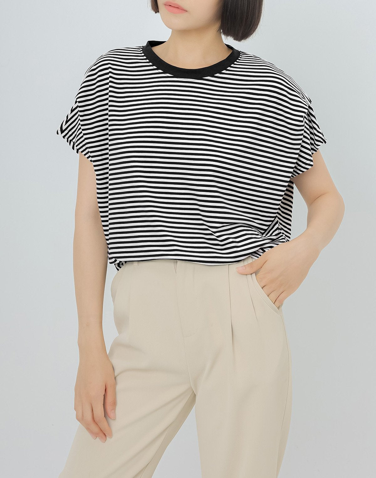 レディース トップス Tシャツ ニット 半袖 ボーダー ストライプ チェック柄 ゆったり コットン 綿 夏 体型カバー 春夏 膝丈 ラウンドネック シャツ