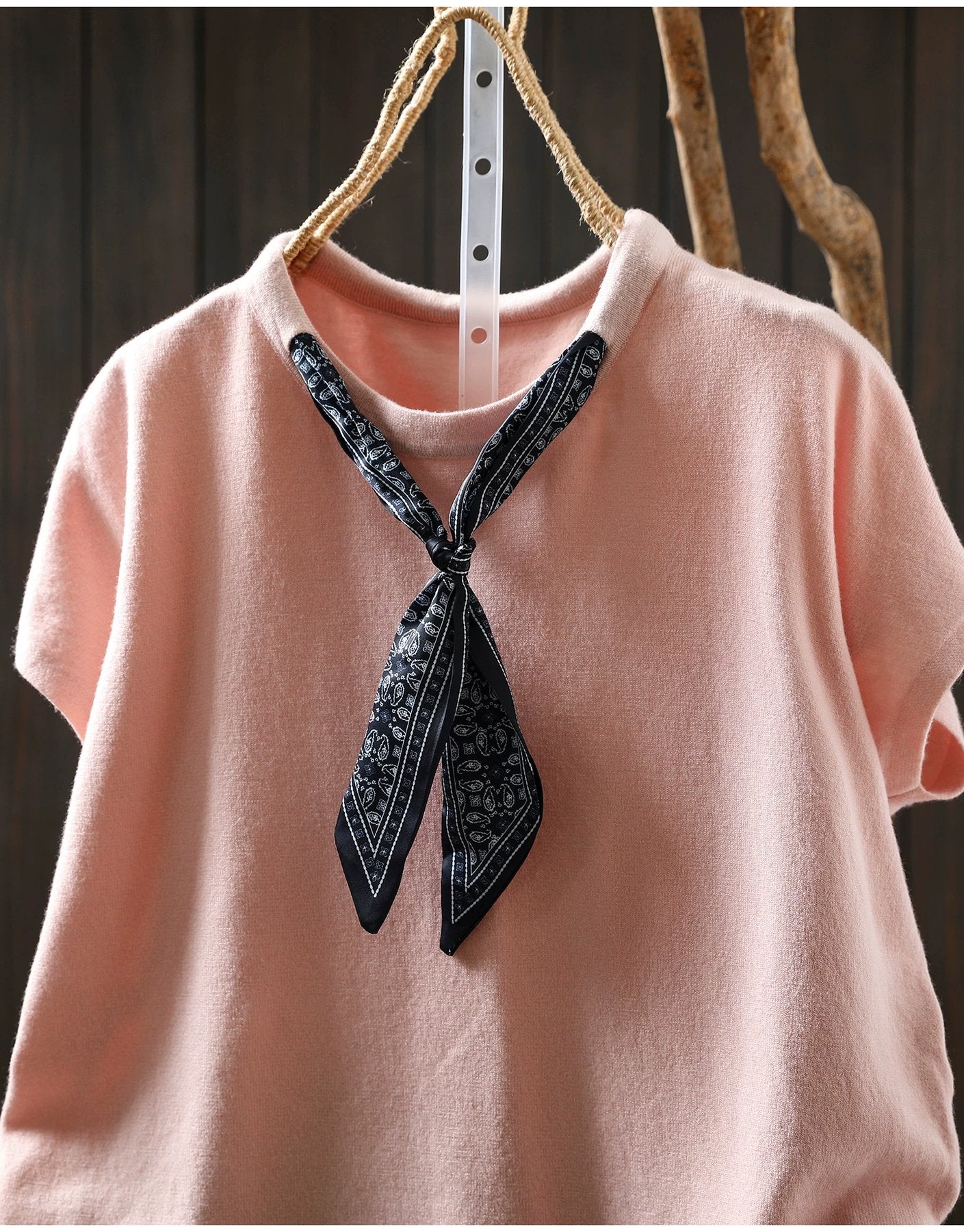 トップス Tシャツ ニット ノースリーブ ゆったり コットン 綿 秋冬 秋 体型カバー 袖なし ラウンドネック 冬 シャツ スカーフ インナー