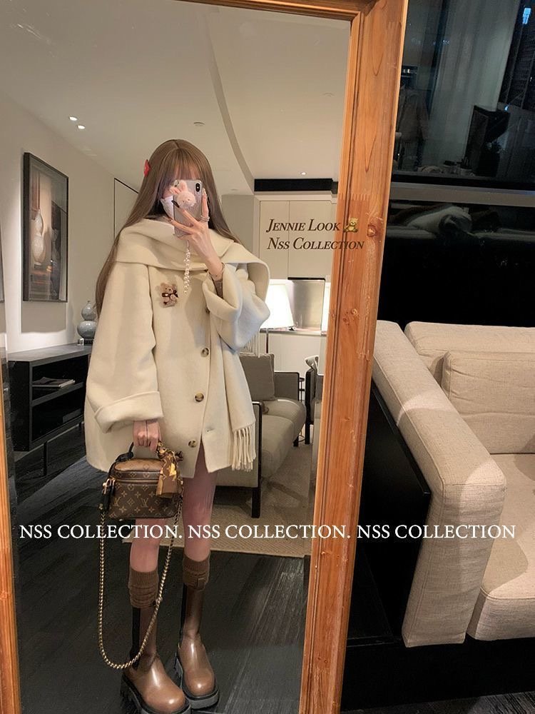 レディース コート 長袖 無地 ゆったり 秋冬 秋 カジュアル シンプル 冬 ファー タイ ポリエステル