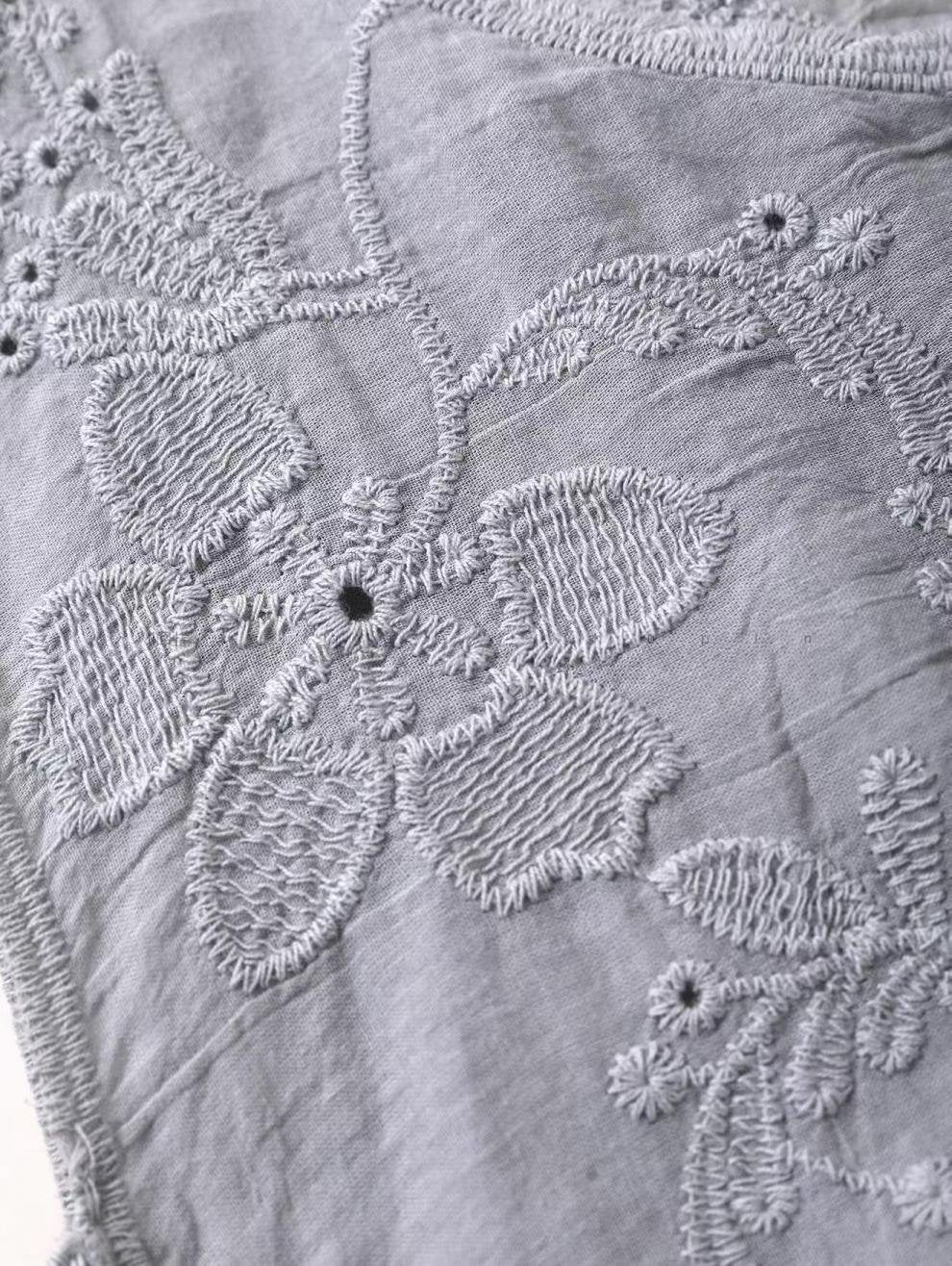 Tシャツ ノースリーブ 無地 ゆったり 春夏 きれいめ レトロ 通勤 体型カバー 春 夏 膝丈 シンプル 刺繍 シャツ ポリエステル 快適
