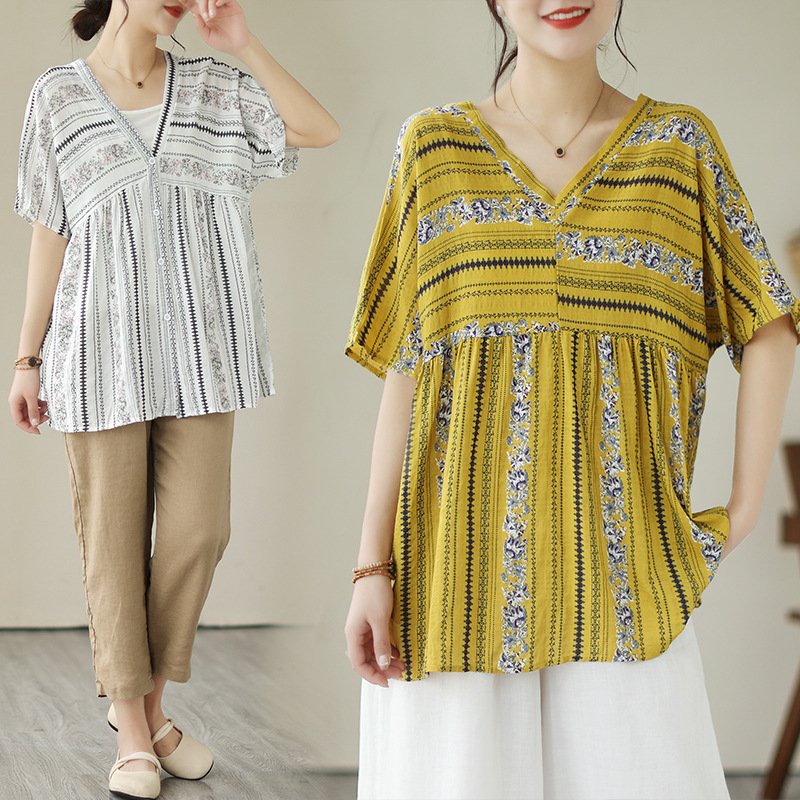 シャツ トップス Tシャツ 半袖 ボーダー ストライプ ゆったり ニット 春夏 カジュアル おしゃれ 前開き Vネック 春 夏 韓国ファッション カーディガン リバーシブル レギュラー 細見え