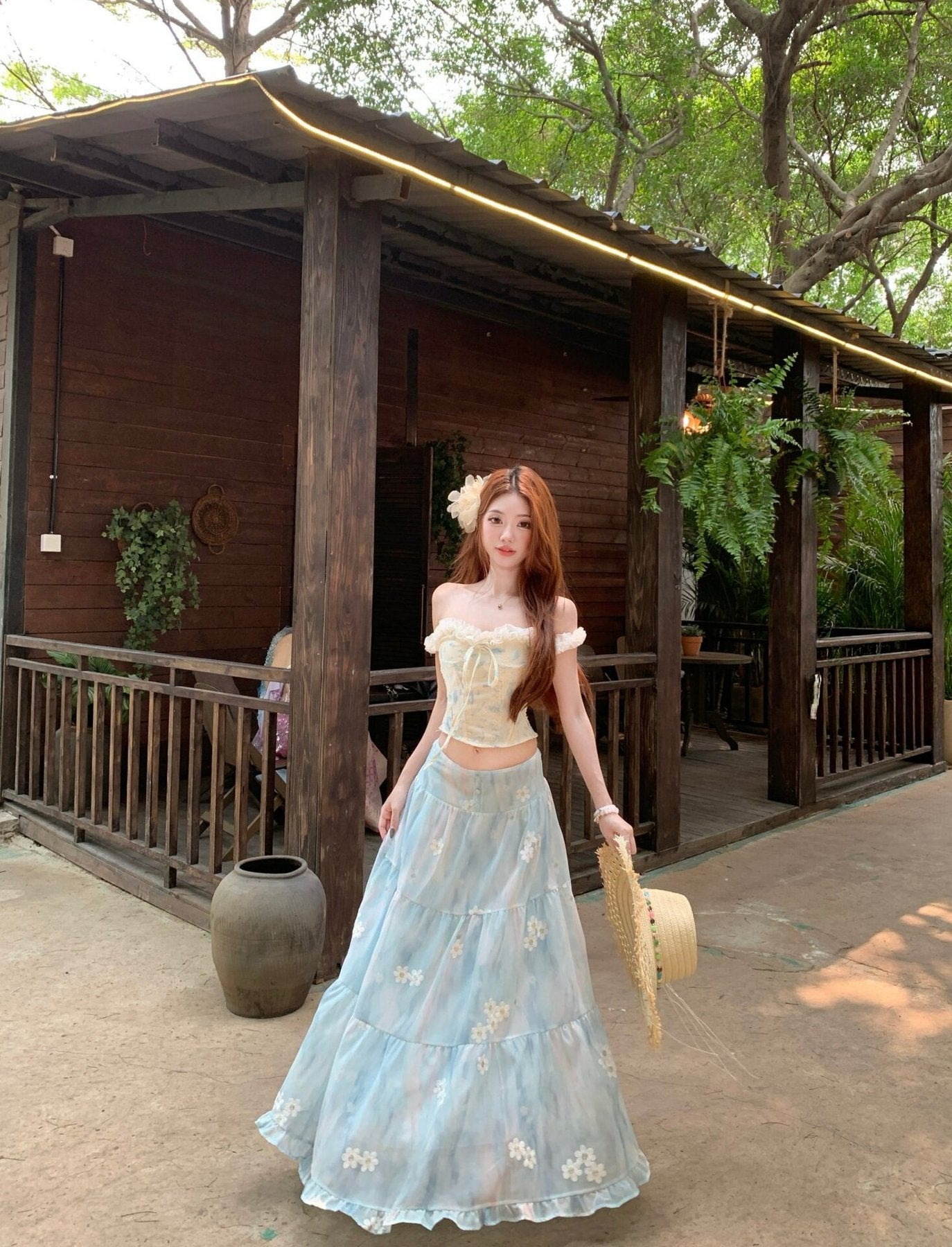 ワンピース ノースリーブ 花柄 春夏 きれいめ 袖なし 春 夏 リゾート ロング 上品 フレア セットアップ 切り替えデザイン ハイウエスト