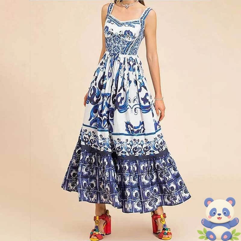 ドレス ノースリーブ ボーダー ストライプ 夏 きれいめ 袖なし プリーツ ロング 上品
