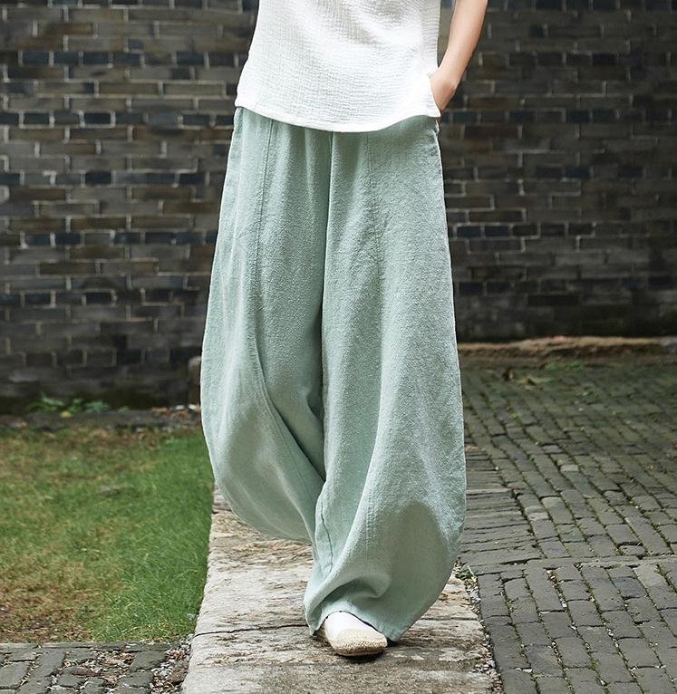 レディース パンツ ゆったり コットン 綿 麻 春夏 カジュアル きれいめ 通勤 大きいサイズ 春 夏 上品 ウエストゴム タイ