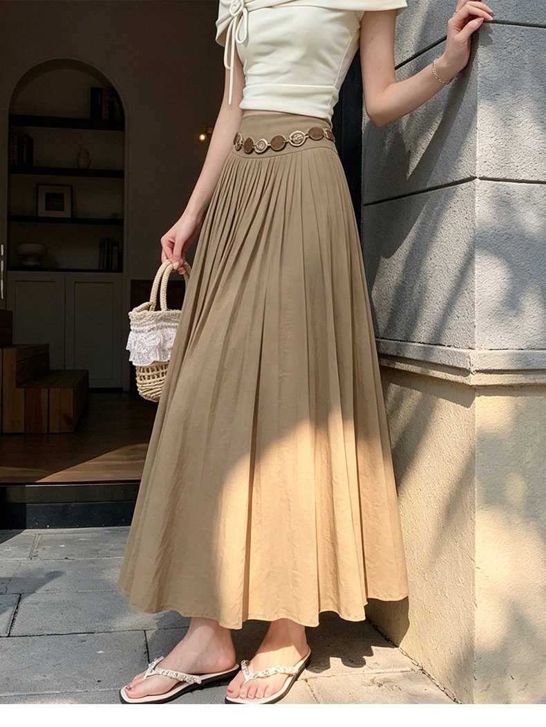 スカート 無地 麻 春夏 きれいめ 通勤 春 夏 シンプル ロング クール ロングスカート ポリエステル