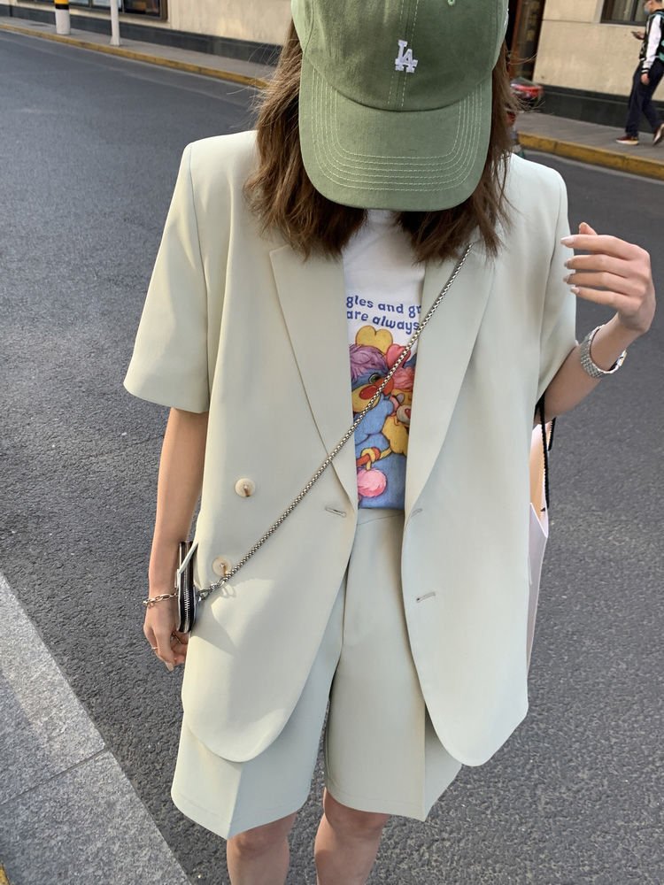 レディース パンツ ジャケット 半袖 無地 ゆったり 春夏 カジュアル きれいめ 春 ショート 夏 ショートパンツ シンプル 上品 薄手 スーツ セットアップ ポリエステル