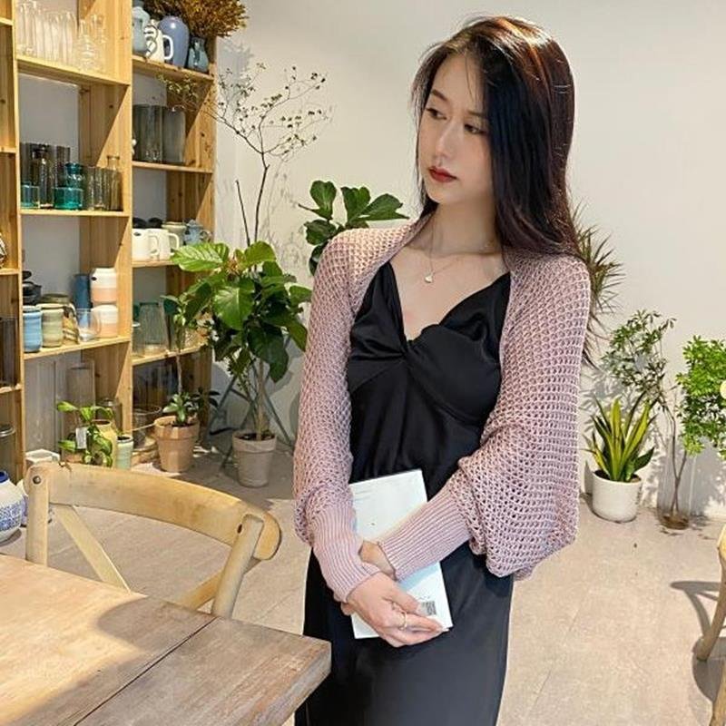 ニット カーディガン 長袖 無地 春夏 きれいめ 通勤 春 夏 シンプル 上品 ストレッチ レギュラー ポリエステル