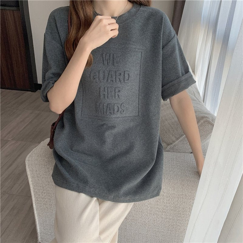 レディース トップス Tシャツ 半袖 プリント ゆったり コットン 綿 春夏 カジュアル 大きいサイズ 春 夏 ラウンドネック シャツ 切り替えデザイン レギュラー ポリエステル