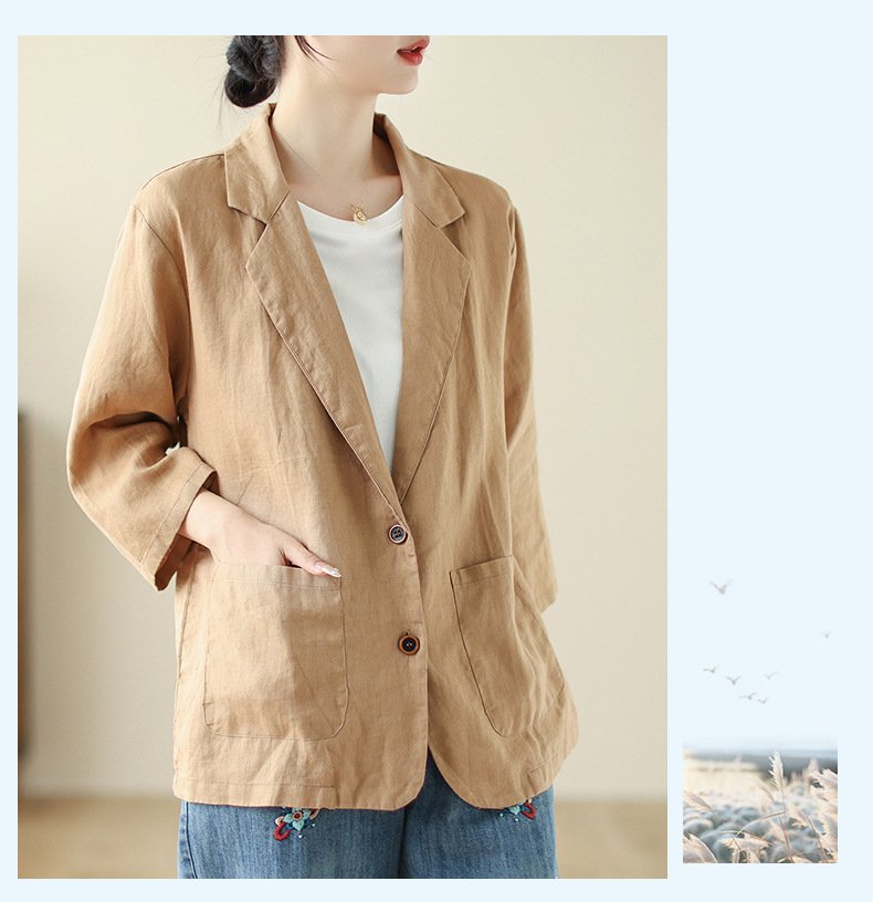 レディース ジャケット ゆったり コットン 綿 リネン 春夏 きれいめ レトロ 通勤 オフィス 体型カバー 春 ショート 夏 レザー レギュラー ボタン