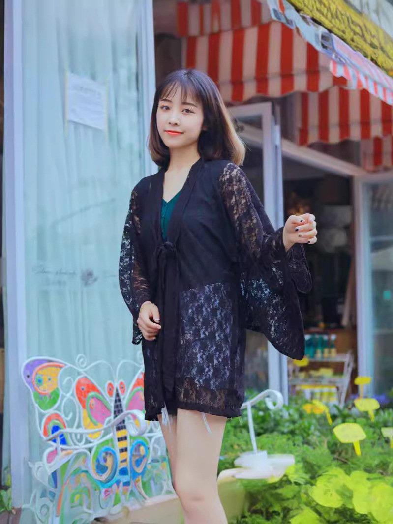 カーディガン コート レース ロング 羽織 ポリエステル