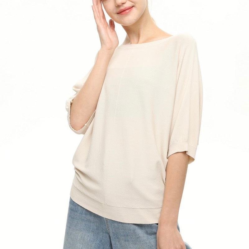 レディース トップス カットソー Tシャツ 5分袖 ドルマンスリーブ ボートネック フェミニン 大人可愛い きれいめ シンプル カジュアル 上品 おしゃれ レトロ こなれ感 ガーリー クール 抜け感 クラシカル ベーシック アクティブ ナチュラル シック 無地 春 夏 秋 お出かけ リゾート 旅行 公園 女子会 休日 高原 ショッピング カフェ ランチ 体型カバー 普段使い 着回し トレンド 流行 ゆったり ゆる フリーサイズ ワンサイズ 白 ホワイト 黒 ブラック 黄色 イエロー オフホワイト ピンク
