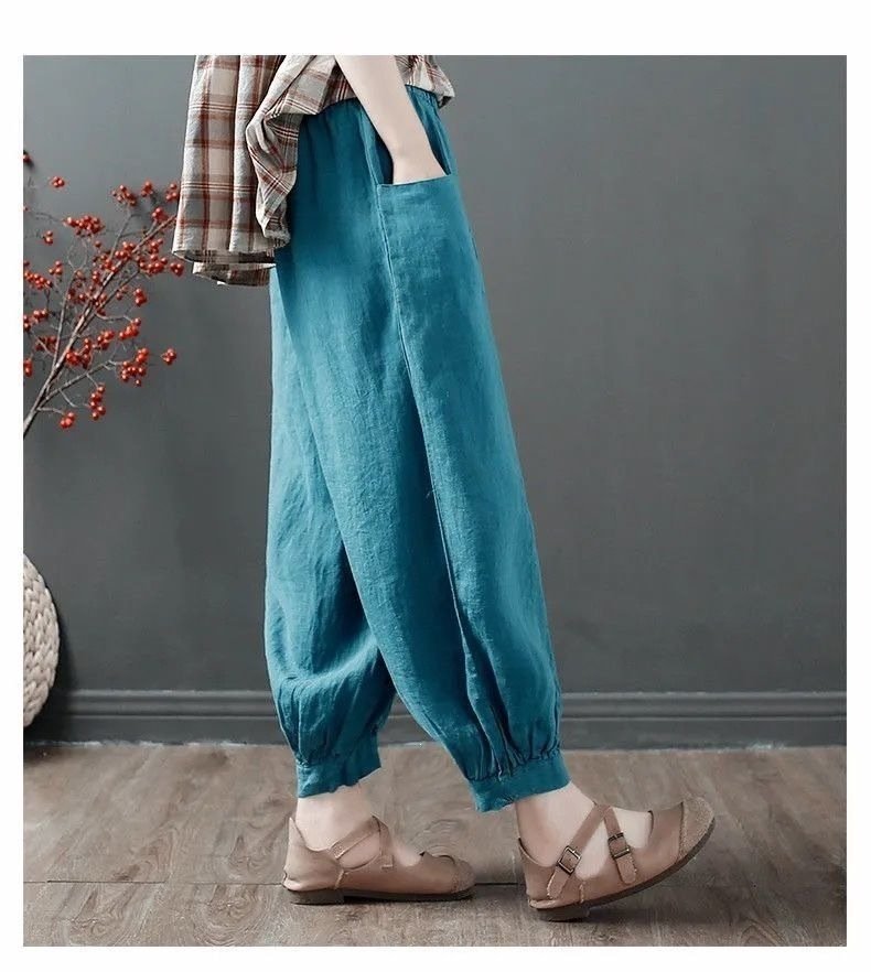 レディース パンツ 無地 ゆったり ワイド コットン 綿 リネン 春夏 カジュアル きれいめ 大きいサイズ 春 夏 上品 ワイドパンツ 9分丈 バルーン 麻