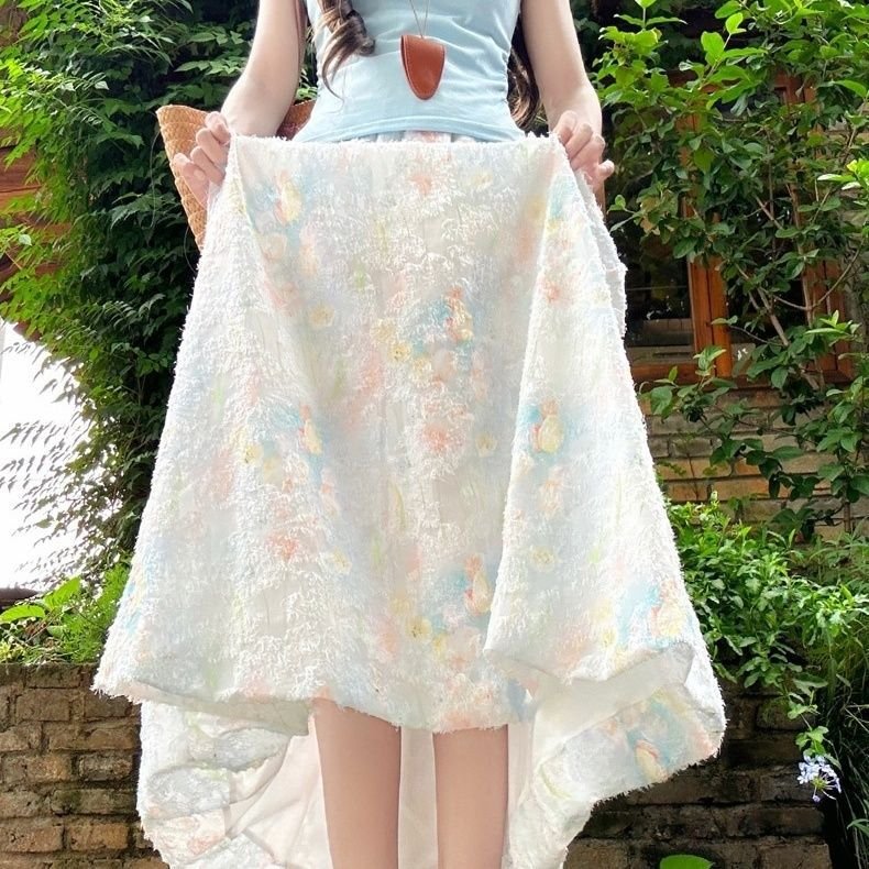 レディース ワンピース スカート 花柄 春夏 カジュアル 春 夏 フラワー レース シンプル ロング Aライン バルーン ガーデン ポリエステル