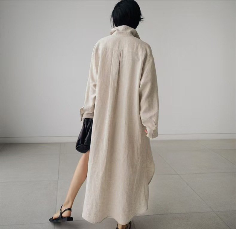 ドレス 長袖 無地 春夏 カジュアル きれいめ 春 夏 膝上 シンプル 秋 ミモレ ロング 上品 スリット ハイウエスト シック