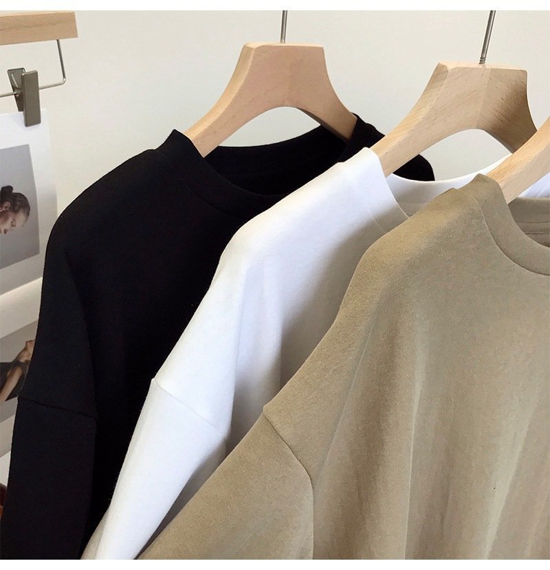 レディース Tシャツ 半袖 無地 ゆったり 春夏 春 ショート 夏 ラウンドネック シンプル シャツ 切り替えデザイン タイ ポリエステル 丸首