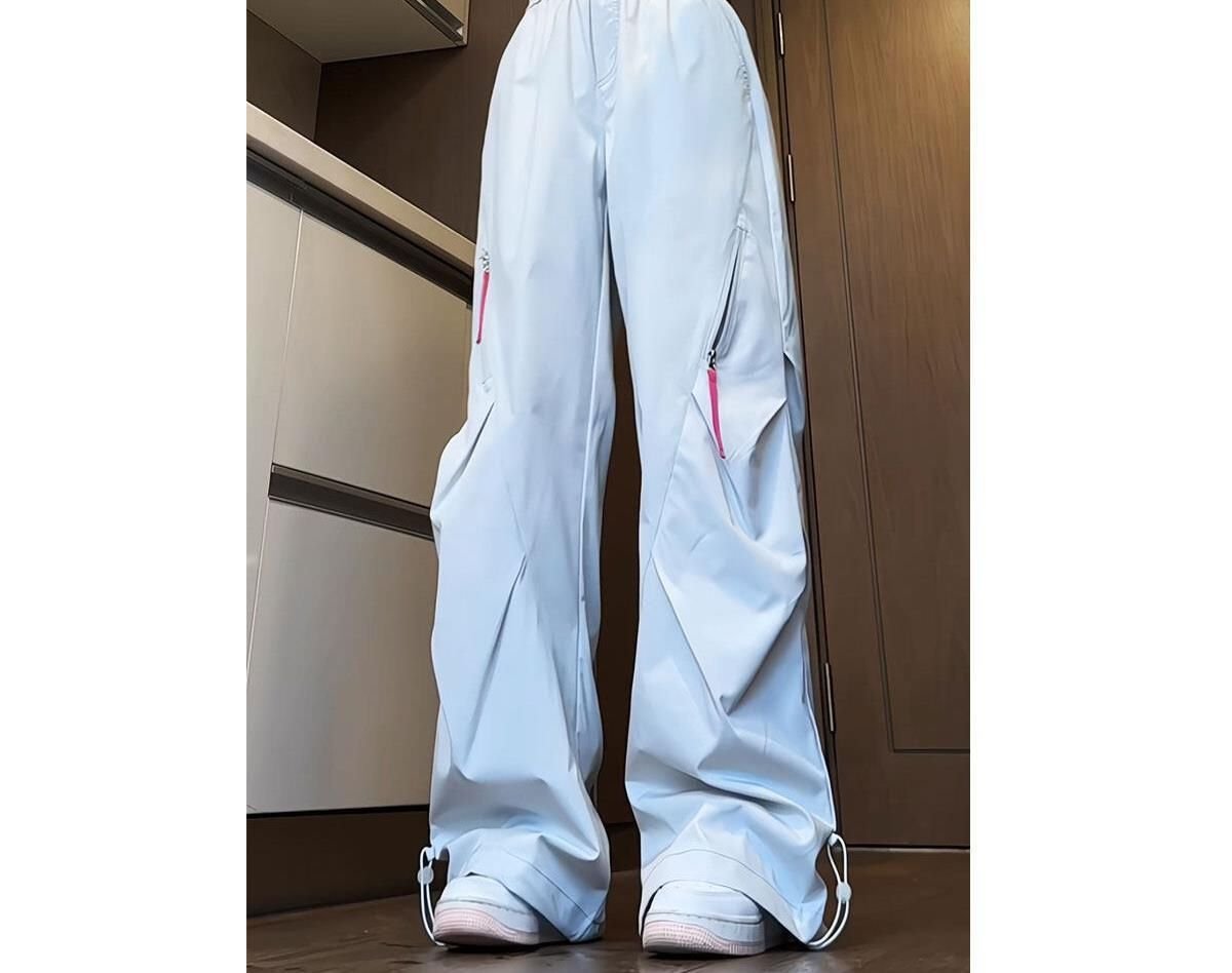 レディース パンツ 秋冬 秋 カジュアル アメリカン 冬 紫 ロング 薄手 切り替えデザイン ハイウエスト 速乾 ポリエステル