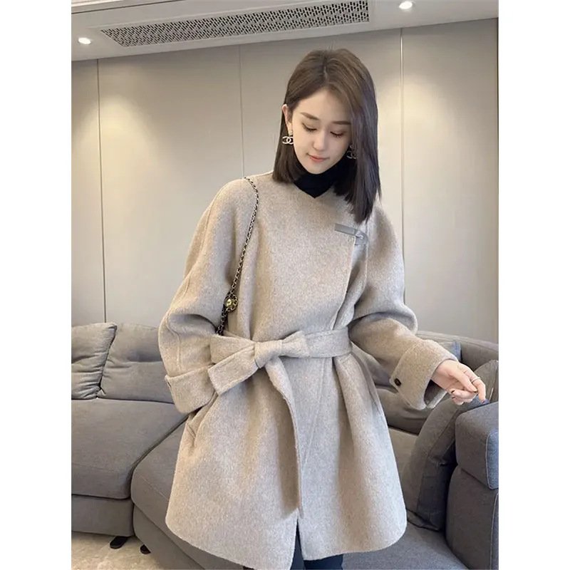 レディース コート ジャケット 長袖 ゆったり 秋冬 秋 膝丈 冬 ダウン ロング グレー ベルト ダークグレー ベージュ ポリエステル キャメル ダウンジャケット