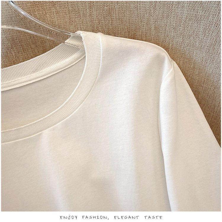 レディース Tシャツ 長袖 無地 春夏 きれいめ 春 白 夏 膝丈 ラウンドネック レース シンプル 上品 シャツ 切り替えデザイン ポリエステル