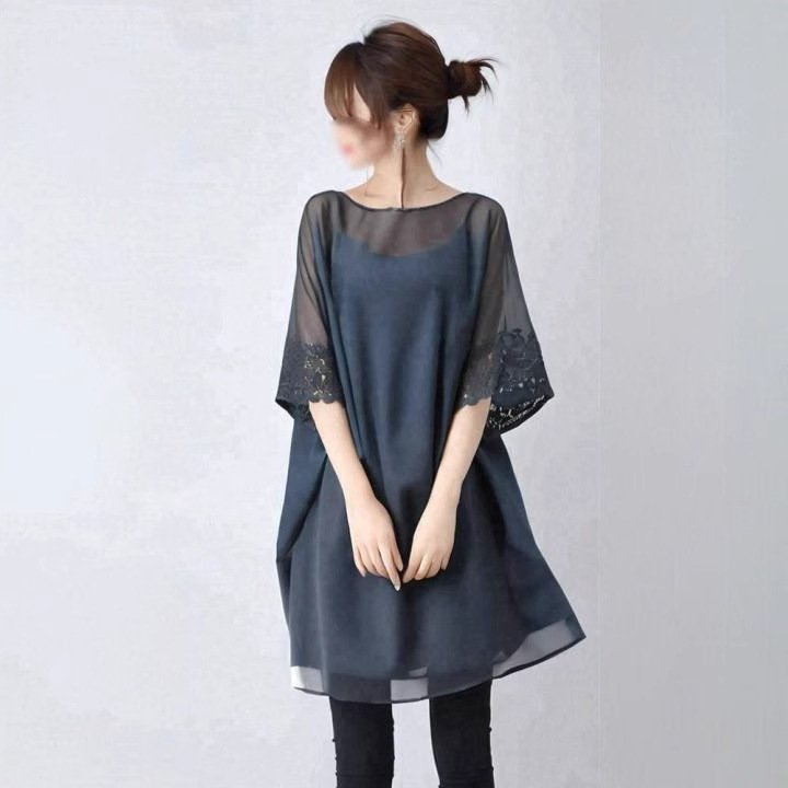 トップス Tシャツ 長袖 無地 夏 秋冬 きれいめ 通勤 春夏 フレア ラウンドネック 秋 レース シンプル 冬 クルーネック リボン フレアスリーブ シャツ バックリボン 都会的 レギュラー ポリエステル