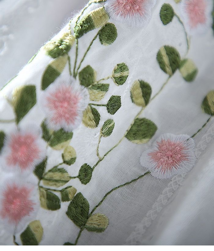 レディース シャツ トップス 春夏 カジュアル 前開き 春 夏 レース 刺繍 ハイネック フリル スタンドカラー レギュラー ボタン ポリエステル 立ち襟