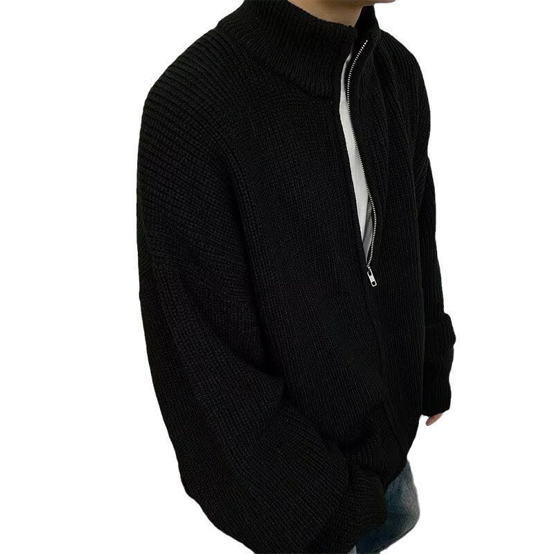 ニット カーディガン コート 長袖 ゆったり 春 秋冬 カジュアル アメリカン レトロ 秋 冬 カップル セーター スタンドカラー ラグジュアリー