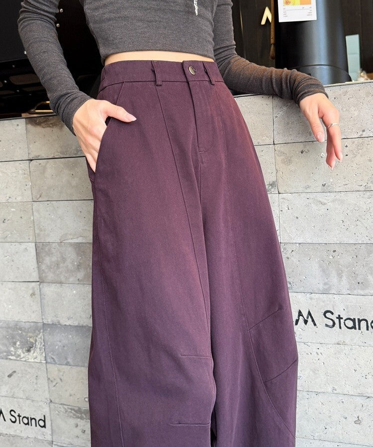 レディース ボトムス パンツ コットンパンツ ワイドパンツ カーブパンツ ワイドカーブパンツ コットン ボリューム ワイド ファスナー ポケット ハイウエスト 綿 かわいい 大人可愛い シンプル カジュアル おしゃれ かっこいい こなれ感 ラフ ルーズ 主役級 存在感 抜け感 キュート ベーシック ナチュラル 無地 デート お出かけ 女子会 休日 ショッピング カフェ 体型カバー 美脚 脚長 普段使い 着回し スタイルアップ スタイリッシュ XS S M L XL 2XL 3XL