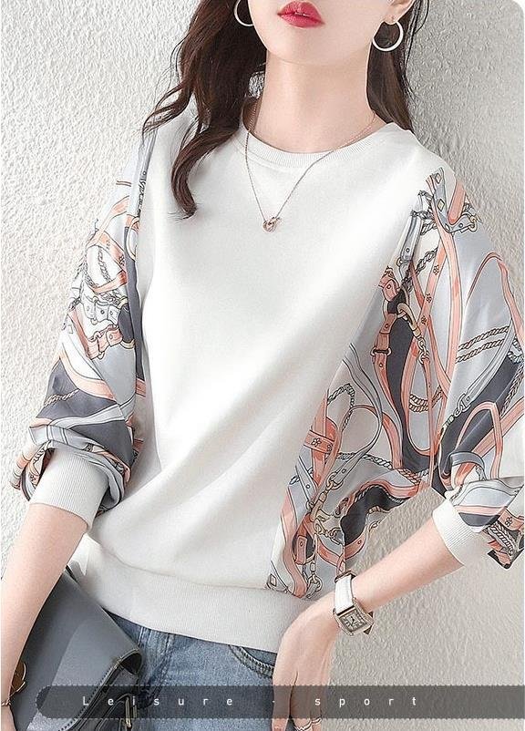 レディース シャツ トップス ジャケット 長袖 プリント ゆったり 春 秋 体型カバー 大きいサイズ 春夏 前開き ラウンドネック ママ 上品 スウェット ポリエステル