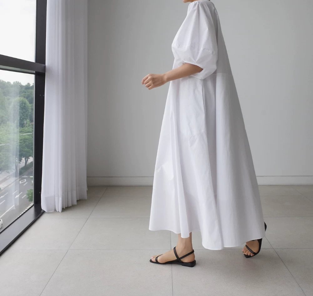 ワンピース 半袖 無地 春夏 きれいめ 通勤 春 夏 ラウンドネック シンプル ロング 大きい