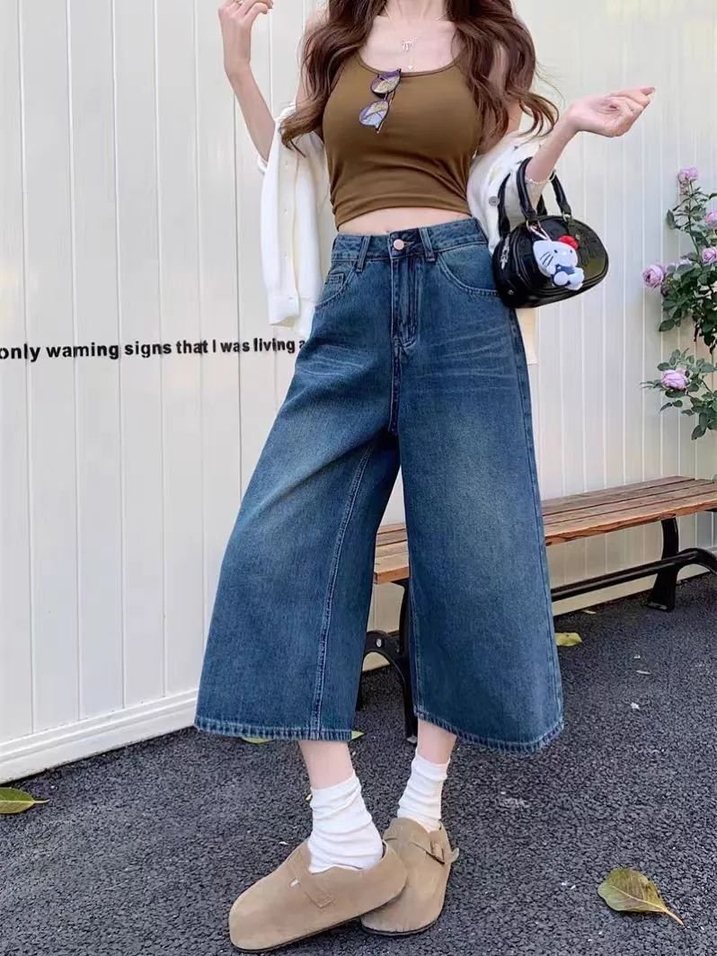 パンツ ゆったり ワイド デニム 春夏 カジュアル 大きいサイズ 春 夏 ハイウエスト 着痩せ