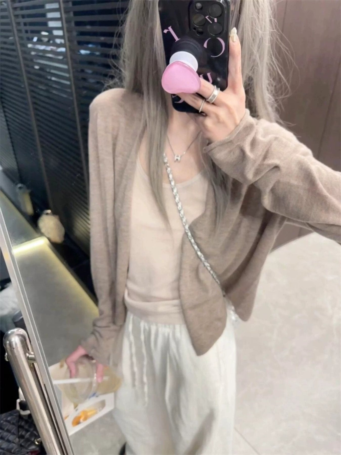 トップス ニット カーディガン 長袖 無地 ゆったり 春夏 カジュアル Vネック 春 夏 シンプル 薄手 キャミソール 羽織 レギュラー ポリエステル ショール