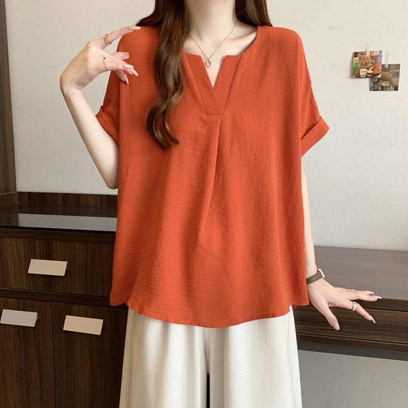 レディース Tシャツ 半袖 無地 ゆったり 春夏 カジュアル Vネック 春 夏 シャツ レギュラー ポリエステル