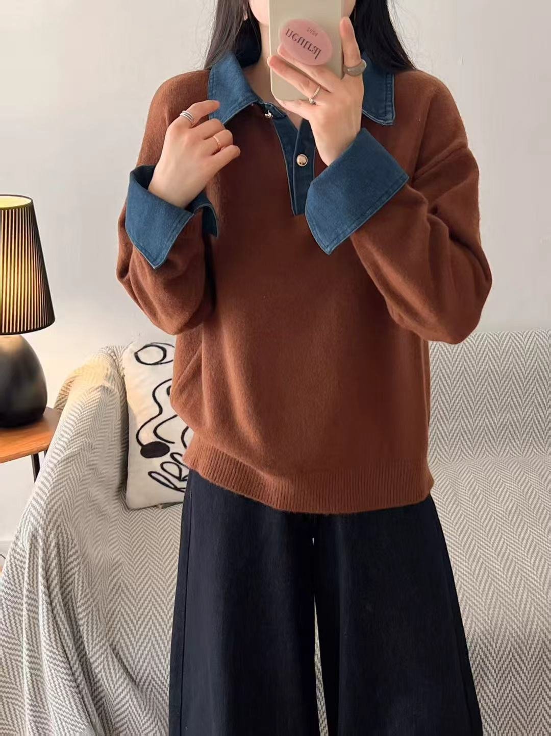レディース トップス ニット 長袖 無地 ゆったり デニム 春夏 きれいめ 通勤 おしゃれ 春 夏 秋 シンプル 冬 セーター プルオーバー レイヤード 都会的 レギュラー 秋冬