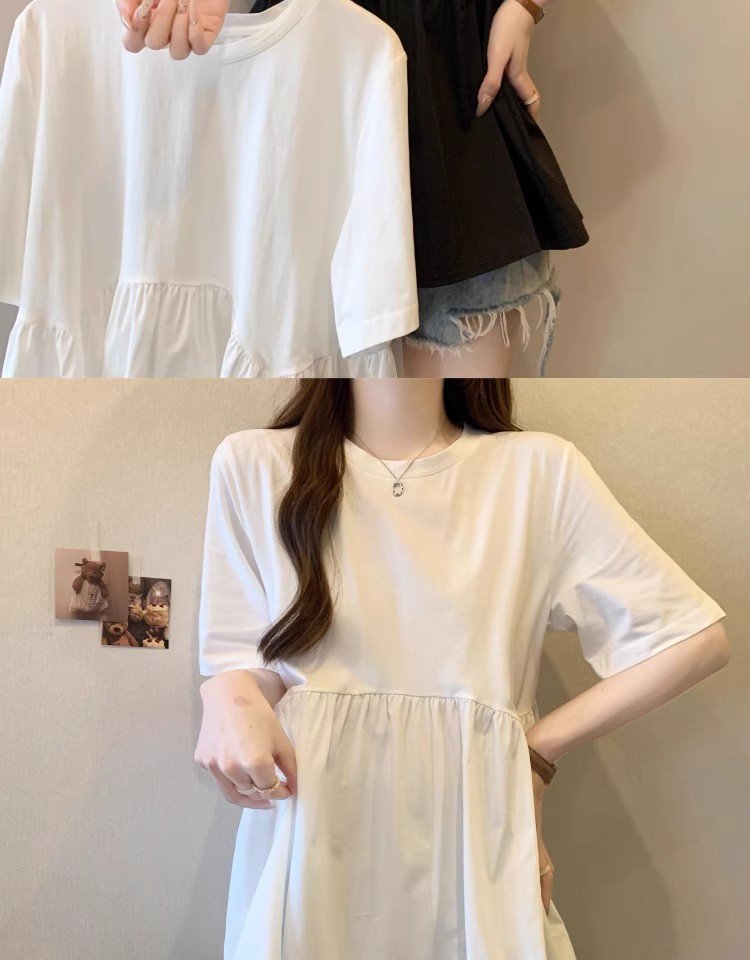 レディース Tシャツ 半袖 無地 ゆったり 春夏 カジュアル 大きいサイズ 春 夏 ラウンドネック シンプル 黒 シャツ ポリエステル
