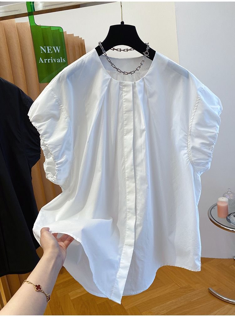 レディース ブラウス シャツ トップス 半袖 無地 ゆったり 春夏 カジュアル きれいめ 通勤 おしゃれ 前開き 春 夏 フラワー シンプル プルオーバー バルーン レギュラー