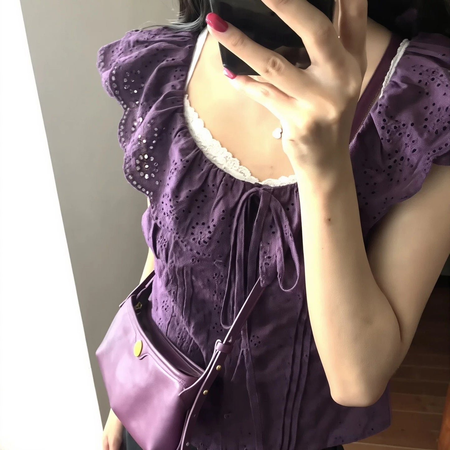 レディース シャツ 半袖 コットン 綿 春夏 きれいめ 前開き 春 夏 ラウンドネック 上品 クルーネック フリル オフショルダー ロリータ レギュラー
