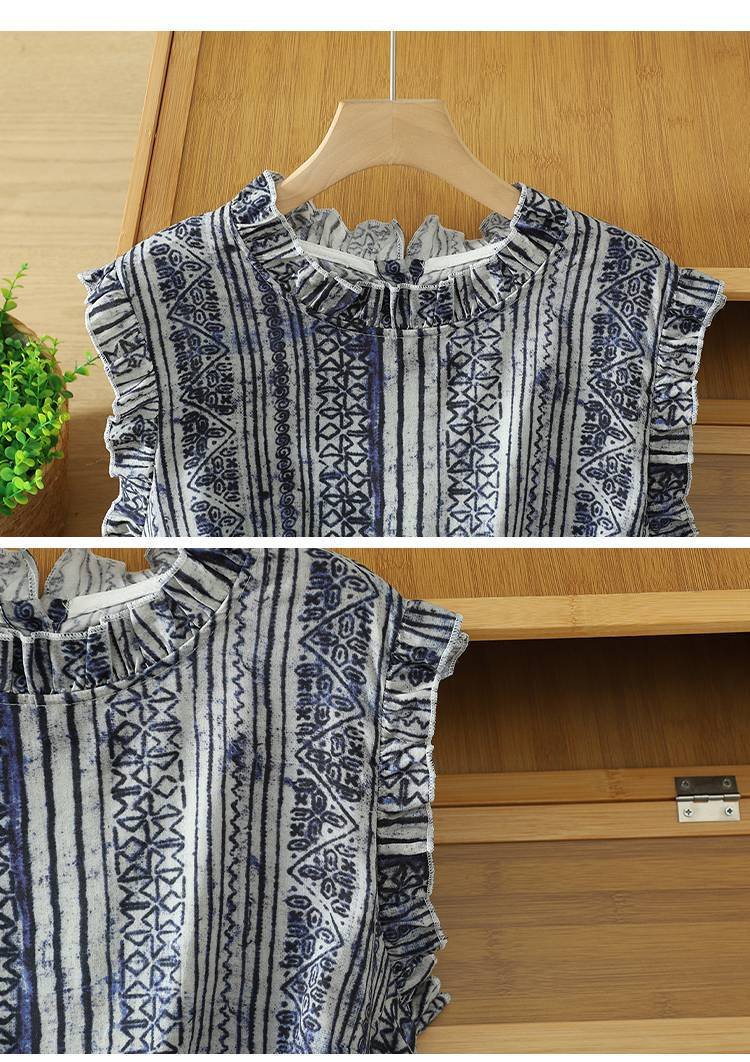 トップス Tシャツ ノースリーブ ボーダー ストライプ ゆったり スリム コットン 綿 春夏 きれいめ 通勤 体型カバー 袖なし 春 夏 フリル シャツ