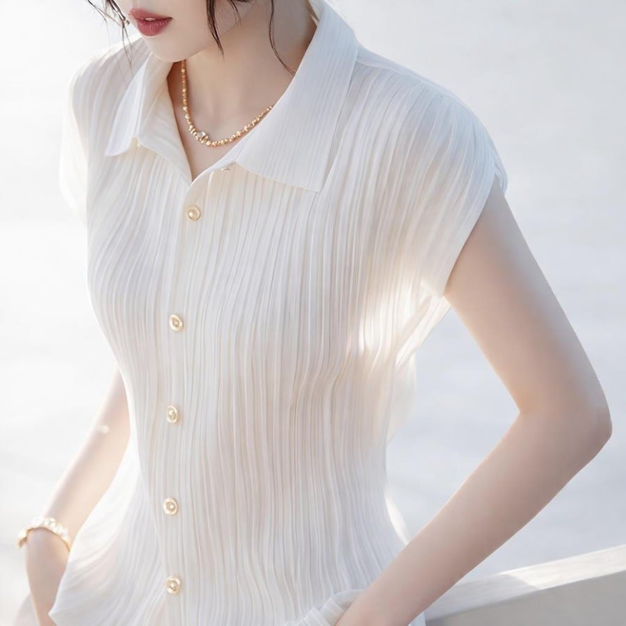 レディース シャツ 半袖 春夏 カジュアル きれいめ 前開き 春 白 夏 上品 タイ レギュラー ポリエステル