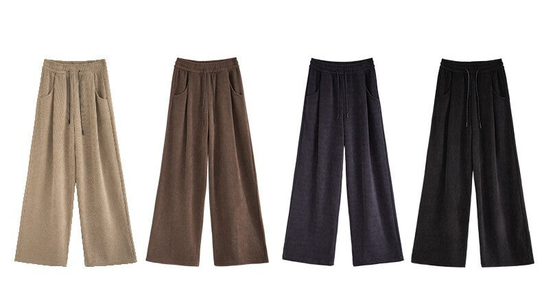 レディース パンツ ボトムス 裏起毛 ストレートパンツ ロングパンツ ワイドパンツ 丈長 ロング ストレート 裾ワイド ポケット ハイウエスト ウエストゴム シンプル カジュアル おしゃれ こなれ感 ラフ ルーズ 抜け感 ベーシック ナチュラル 無地 春 秋 ママ 通勤 学生 学校 通学 デート お出かけ 旅行 公園 女子会 休日 ショッピング お花見 カフェ 防寒 体型カバー 脚長 普段使い 着回し S M L XL ブラック ブラウン ダークグレー カーキ ベーシックカラー 大人カラー