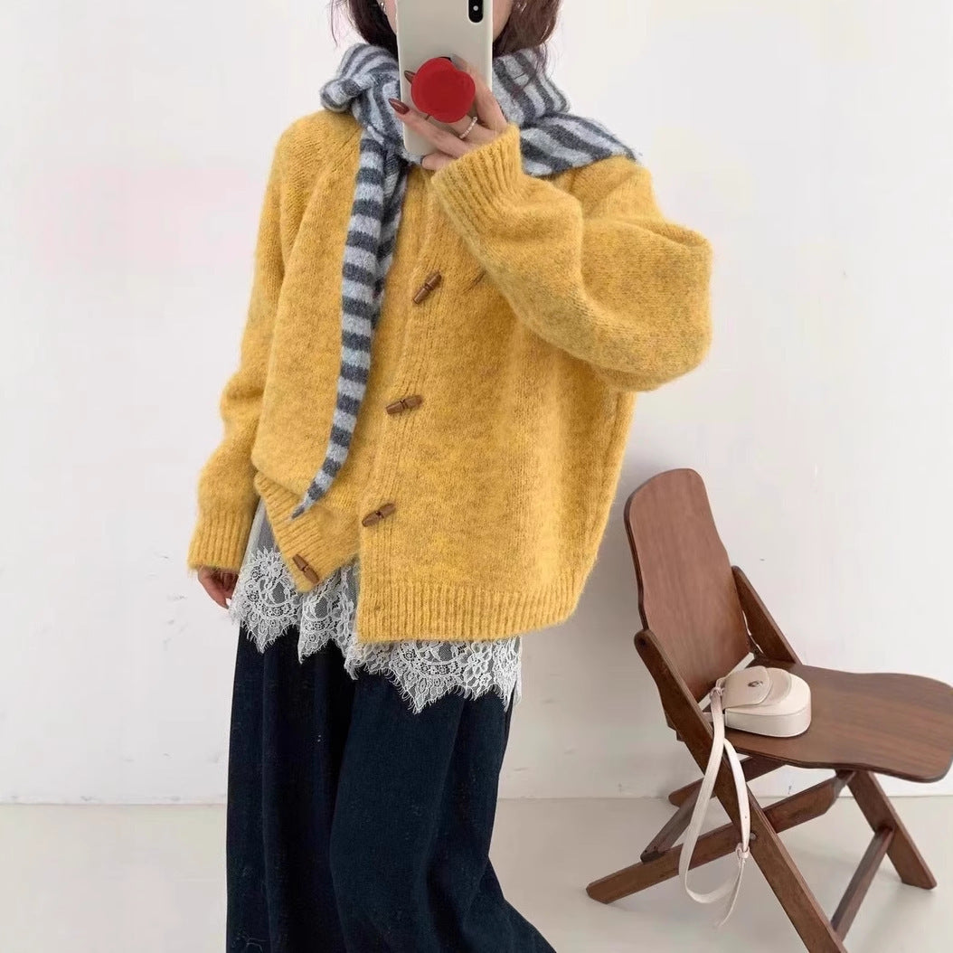 レディース トップス ニット カーディガン アウター 上着 前開き ミドル丈 長袖 ラウンドネック ストレート Iライン スマート ボタン 大人可愛い シンプル おしゃれ かっこいい こなれ感 個性的 主役級 存在感 抜け感 都会的 ベーシック 無地 夏 秋 ロングシーズン ママ オフィス ビジネス デート お出かけ 旅行 女子会 重ね着 韓国 オルチャン 楽ちん 体型カバー 普段使い 着回し モテ トレンド 流行 インスタ映え ゆったり フリーサイズ 黄色 緑 ベーシックカラー 大人カラー